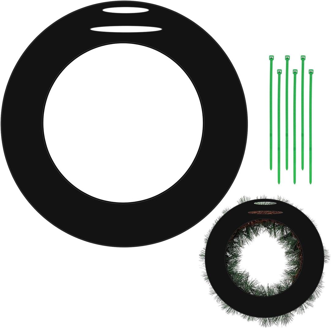 1 Piece Door Protecting Holiday Wreath Pad with Ties Rubber Pad Door Protector Prevent Scratches for Christmas Seasonal Decorative Protection Walls Glass (Fits 30 to 33 Inch Wreaths,Black)