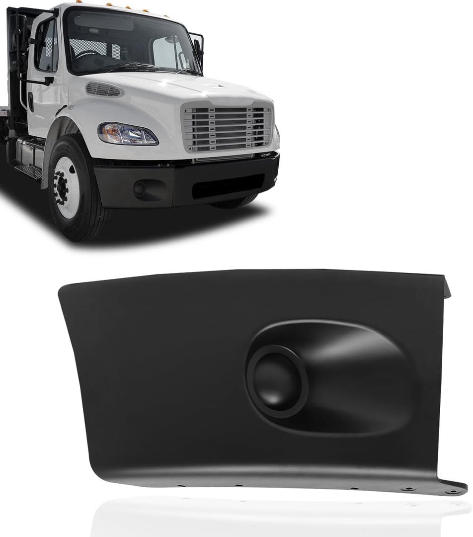 Front Black Corner Bumper End Cap Compatible with 2003-2007 Freightliner M2 106 112 Left Side Plastic (PP)