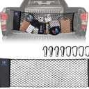 MICTUNING Truck Bed Cargo Net Highly Elastic Cargo Net with Storage Bag Small Mesh Durable Storage Organizer Compatible for 2013-2024 Chevy Silverado (16.9"" X 49"" to 62""), Black