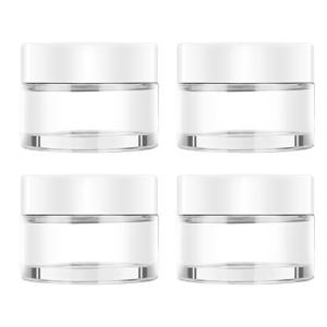4 Pack 1oz Small Glass Containers with Lids, Tecohouse Glass Jars with White Lids & Inner Liners, Mini Travel Toiletries Container for Slime, Makeup, Cream, Lotion, Cosmetic