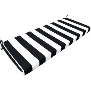 Pcinfuns Outdoor Bench Cushions,45 x 18 x 3 Inch Patio Furniture Water-Resistant Chair Cushion,Loveseat Garden Sofa Settee Couch Swing Pads with Handle and Adjustable Straps,Black White