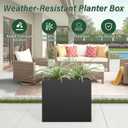 Metal Tall Planter 30" L x 10" W x 26" H | Long Rectangular Planter Box, Drainage Holes & Removable Shelf, Heavy Duty Steel Planter for Tall Plants, Flowers or Shrubs