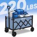 Sekey Wagon Cart with Wheels with 220LBS Capacity,Heavy Duty Wagon Carts Foldable,Lightweight Utility Portable Cart for Grocery, Shopping, Garden, Camping. Blue