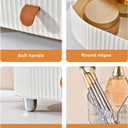 DASITON Makeup Organizer with Drawer,6 Slots Stackable Makeup Brush Holder,Skincare and Cosmetic Organizer for Bathroom Vanity Countertop Makeup Storage for Cosmetics,Brushes,Lipstick and Jewelry (1 Tray + 2 Drawer, Cream)