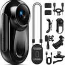Mini Body Camera 1080P, 512G Thumb Vlogging Cam Hands-Free Recording, Action Camera with 360 Rotate Clip&Magnetic Clip, Wearable Video Recorder for Traveling/Motorcycle(SD Card Not Included) Black