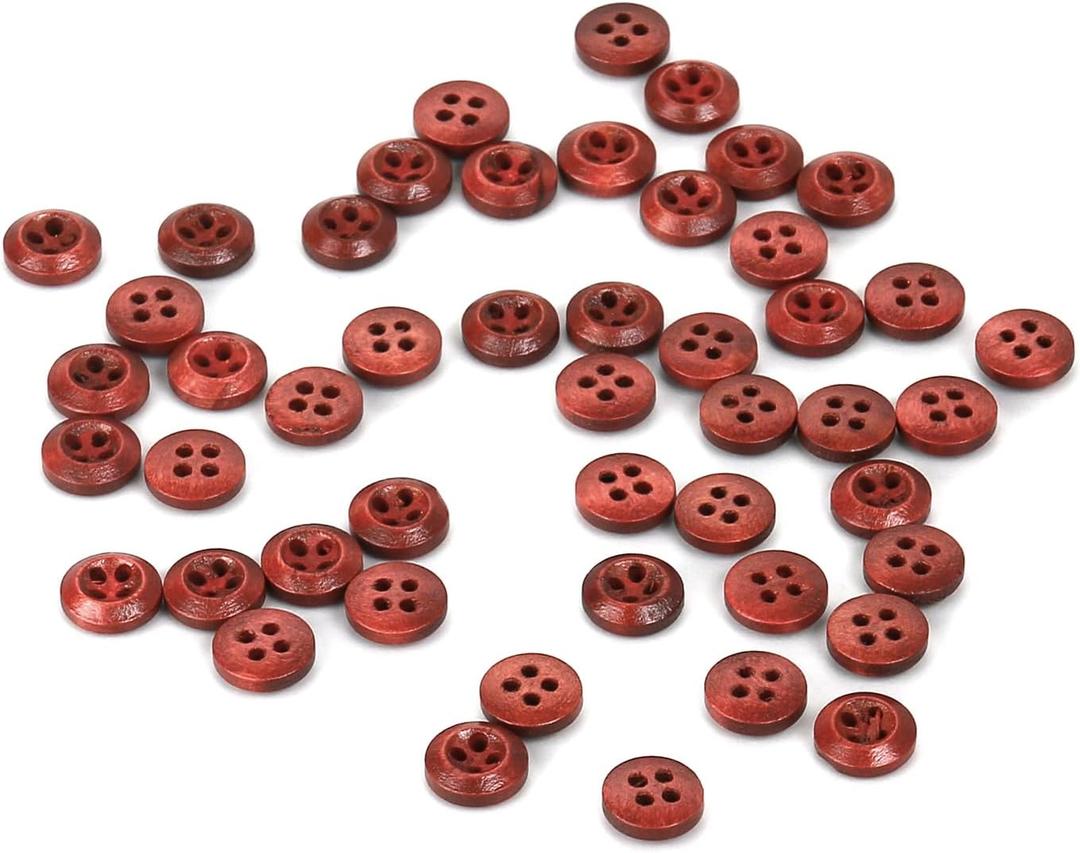 2 x Resin Sewing Buttons,10mm Sewing Round Shirt Button for CraftsDIY and Clothes Sewing (Red Coffee,50pcs)