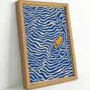 Framed Abstract Ocean Wave Wall Art 8x10 Coastal Wall Decor Picture Modern Minimalist Surfboard Print Beach Theme Picture for Bathroom Bedroom Living Room Ready to Hang Natural Wood Frame