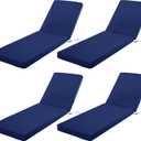 Chaise Lounge Cushion Outdoor, Waterproof and Stain-Resistant Lounge Deck Reclining Chair Cushions for Patio Furniture Lawn Pool Resort Hotel, 80x26x3 Inch, Set of 4, Navy