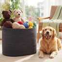 XXXXL 125L Extra Large Woven Blanket Basket, 25" x 18" x 17" Jumbo Cotton Rope Storage Basket with Handles Toy Storage Bins for Laundry Hamper Nursery Organizer Living Room Home(Dark Gray)