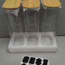 71oz Rectangle Airtight Glass Storage Containers with Bamboo Lids (Set of 3), Square Food Storage Jar, Pantry Organizers for Sugar, Flour, Spaghetti and Coffee beans (with Black Lable)