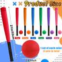 Seenelling 6 Set 21" Foam Baseball Bat Set Including 6 Bats and 6 PE Equipment for Elementary School Foam Baseball Bat for Safety Play