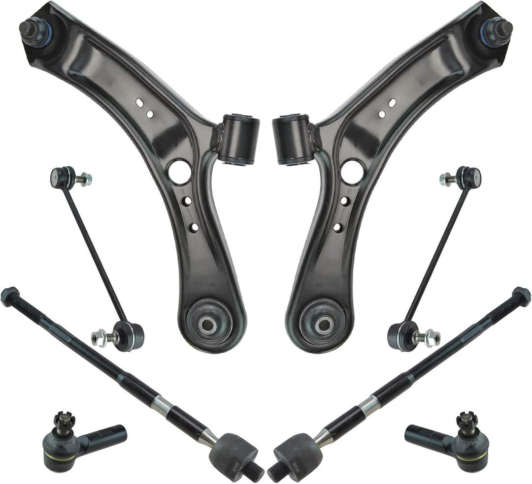 TRQ Front Steering & Suspension Kit Control Arm with Ball Joint Sway Bar Stabilizer Link Tie Rod Compatible with 2007-2013 Suzuki SX4