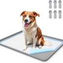Pee Pad Holder for Dog, 22"  34" Puppy Pad Holder with Clamps, Raised Edges Leak-Proof Dog Pee Pads Holders, Waterproof Silicone Potty Pads for Dogs, Easy to Clean Indoor, Light Gray