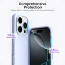ORNARTO Compatible with iPhone 16 Pro Case 6.3", Slim Liquid Silicone 3 Layers Soft Gel Rubber Shockproof Protective Cover with Anti-Scratch Microfiber Lining-Baby Blue