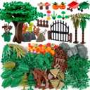 Pamvava Plants Flowers Building Blocks Accessories, Tree Botanical Parts and Pieces Set, Garden Forest Jungle Farm Park Bricks Toys with Animals