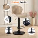Sweetcrispy Bar Stools Set of 2, Modern Swivel Bar Chairs, Adjustable Fabric Upholstered Barstools Counter Height with Backrest for Bar, Kitchen Island, Dining Room, Beige