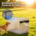 HiCaptain Dog Crate Cover 36.0" L x 23.0" W x 25.0" H with Breathable Mesh, Heavy Duty Kennel Cover, Dual Zippered Panels, Windproof Waterproof(Beige)