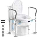 Raised Toilet Seat with Handles,Elevated Toilet Seat Riser for Seniors, Lift Seat Riser Adjustable Height& Width,for Elderly,Pregnant and Handicap