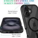 wahhle Compatible with iPhone 16 Plus Case, Magnetic Built in Screen Protector Full Body Shockproof Slim Fit Bumper Protective Phone Cover 6.7'' Men Women-Black/Clear