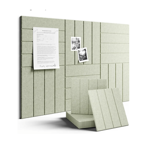 Fluxynara Felt Bulletin Board Tiles Large 36" x 24" Cork Board Alternative-6 Pack with 40 Adhesive Tabs, Thick Slat Wall Panels for Office Decor, Push Pin Board Wall Organizer Alternative - Sage Green