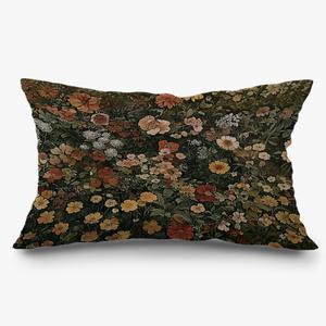 Vintage Dark Floral Pillow Covers 12x20, Dark Cottagecore Room Decor, Boho Wildflower Flower Botanical Antique Nature Lumbar Pillow Covers for Home Living Room Bedroom