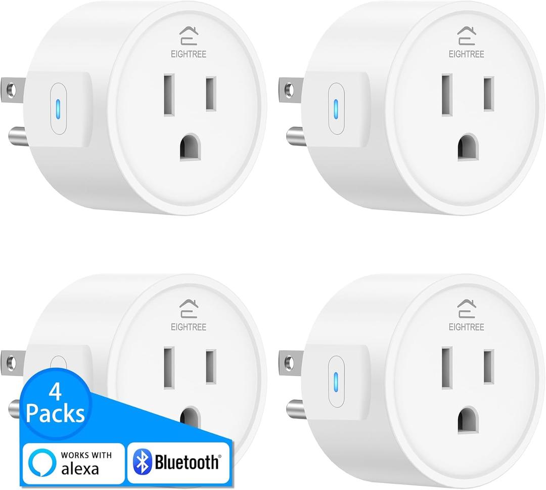 EIGHTREE Smart Plugs Compatible with Alexa Only, Voice Control, Outlet Timer, 10A Smart Outlet, White