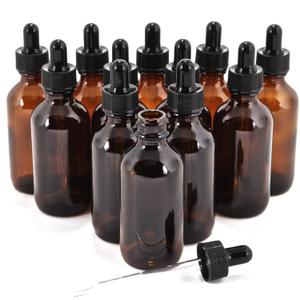 Vivaplex 12, Amber, 2 oz glass bottles, with glass eye droppers