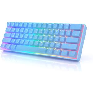 HK GAMING GK61s Mechanical Gaming Keyboard - 61 Keys Multi Color RGB Illuminated LED Backlit Wired Programmable for PC/Mac Gamer (Gateron Mechanical Red, Blue)