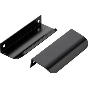 Ravinte Hardware 10 Pack Black Cabinet Handles, 4 Inch (102mm) Finger Edge Pulls, 3 Inch Hole Center, Finger Pulls for Cabinets