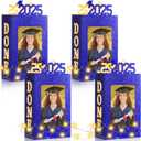 2025 4 Sets of Graduation Table Decorations Photo Centerpieces for Table Graduation Picture Frames Box Lighted Done Grad Party Favor for College Graduate Friends Gifts (Blue)