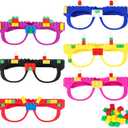 6 Pcs DIY Building Bricks Glasses Building Blocks Games for Kids Birthday Party Favors Supplies, Boys Girls Carnival Party Games Decor