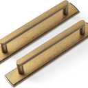 Goo-Ki 2 Pack 5'' Center to Center Antique Brass Cabinet Handles with Backplate Vintage Kitchen Drawer Pulls with Subtle Curves