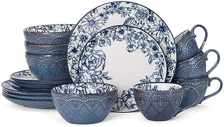 Pfaltzgraff 5216941 Gabriela Blue 16-Piece Dinnerware Set, Service for 4