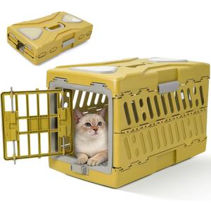 Collapsible Cat Carrier Hard, Plastic Hard-Shell Pet Carrier Travel