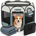 MZNZ Dog Cat Playpen with Pee Pad, Portable Puppy Pet Crate Indoors for Small/ Medium Dogs Cats Rabbits, Foldable Dog Cage Enclosure for Outdoor, Pop Up Dogs Tent Kennel with Carrying Case, Grey