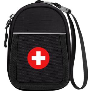 SITHON Insulated Medicine Carrying Case Bag - Small Travel Medication Organizer Emergency Medical Pouch Holds Auvi Q, Nasal Spray, Allergy Meds, Asthma Inhaler Case, Black