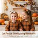 5 x Thanksgiving 4.5" Baby Girl Bows 3 Pack Soft Headband High Stretchy Hairbows Newborn Toddler (Beige&Turkey&Maple Leaf)