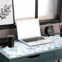 Hahafelt Scalloped Desk Mat Large Blue and White Floral Chinoiserie Mouse Pad 35.4'' x 15.7'' Vintage Nonslip Rubber Keyboard Pad for Laptop Computer Keyboard Vanity Work Home Decor