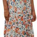 Women's Halter Neck Floral Maxi Dress 2024 Summer Boho Long Sundress Sexy Sleeveless Backless Flowy Ruffle Dress (Orange)