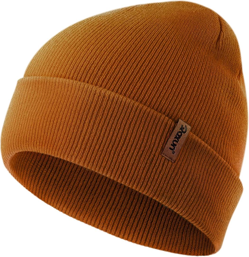 Beanie for Men/Women Winter Hat Knit Cuffed Soft Warm Unisex Skull Stocking Cap (Caramel)