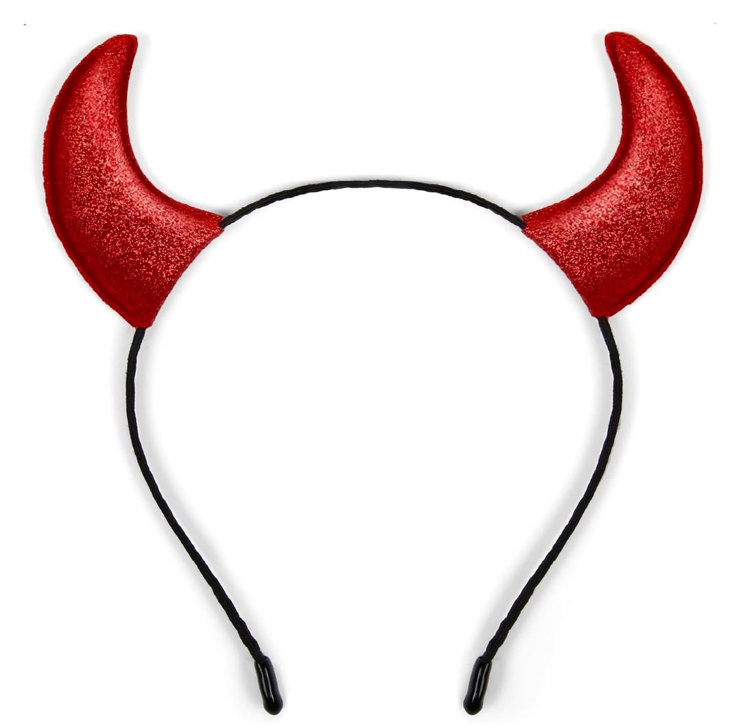 Huachi Devil Horns Headband Red Devil Horn Halloween Headbands, Glitter Halloween Devil Costume for Women Men, Red