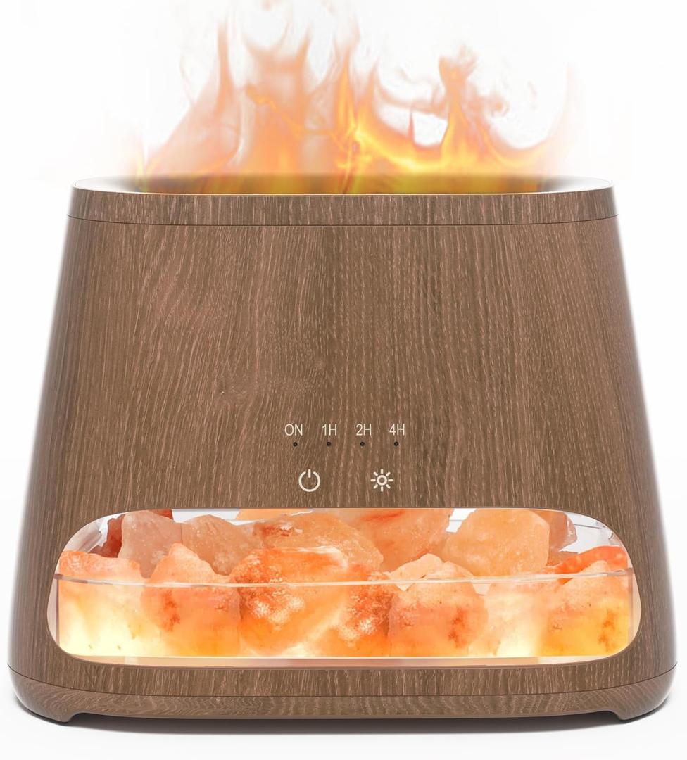 SALKING 2-in-1 Himalayan Salt Lamp Diffuser, Cool Mist Humidifier, Aromatherapy & Himalayan Salt Therapy, 100% Pure Himalayan Salt, Ultrasonic Essential Oil Diffuser with Ambient Glow, 150ml (Dark)
