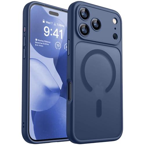 CANSHN Magnetic Compatible with iPhone 17 Pro Case, Upgraded [Full Camera Protection] [Compatible with Magsafe] [Translucent Matte] Shockproof Protective Phone Cover 6.3 Inch - Deep Blue