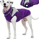 Kuoser Dog Coat, 2 in 1 Dog Jacket with Harness Built in, Winter Waterproof Puppy Puffer Jacket Snowsuit for Dogs, Cold Weather Reflective Pet Fleece Vest with Zipper Large