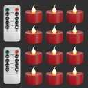 Tea Lights Candles Battery Operated: 12-Pack with Remote Control and Auto Timer, Realistic Flickering LED for Wedding, Halloween, Christmas & Home Decor(Red)