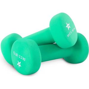 Yes4All Neoprene Coated Dumbbell Hand Weight Sets of 2 - Dark Green - 5.0 lbs - Pair, Anti-roll, Anti-Slip, Hexagon Shape