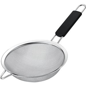 Fine Mesh Strainer with thermo plastic rubber handle - Sieve Fine Mesh Stainless Steel - Ideal to Sift Flour, Icing Sugar, Fruits and Vegetables (5.5 Inches)