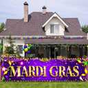 4 x Mardi Gras Banner 78x17 Inch Mardi Gras Decorations Purple Gold Party Hanging Banner Sign for Carnival Party Indoor Outside Decor