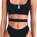 BEAGIMEG Women's Tank Top Cut Out Sleeveless Bodice Bodysuit Party Clubwear (Large, Black)