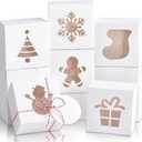 COTOPHER 18Pcs Christmas Cookie Boxes with Window, 4x4x2.5 inch White Bakery Boxes for Gift Giving, Mini Cake Boxes Holiday Pastries Boxes for Cakes Muffins Donuts Chocolate Strawberries
